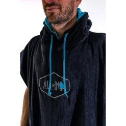 Poncho da bagno All-In Classic Flash Line Ponchos Black Turquoise