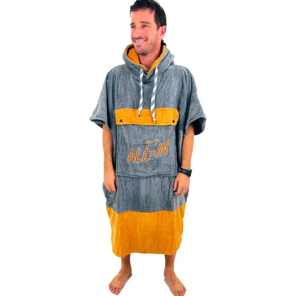 Poncho da bagno All-In V-Poncho Men Beach Crew Grey Occre