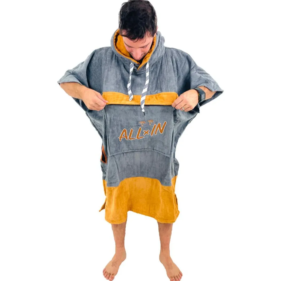Poncho da bagno All-In V-Poncho Men Beach Crew Grey Occre