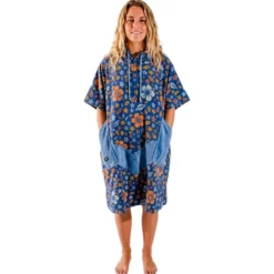 Poncho da bagno All-In V-Poncho Men Beach Crew Flore Blue