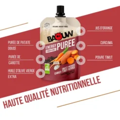 Purè Baouw Compotes Energétiques Bio 90g Patate Douce - Carotte - Poivre Timut