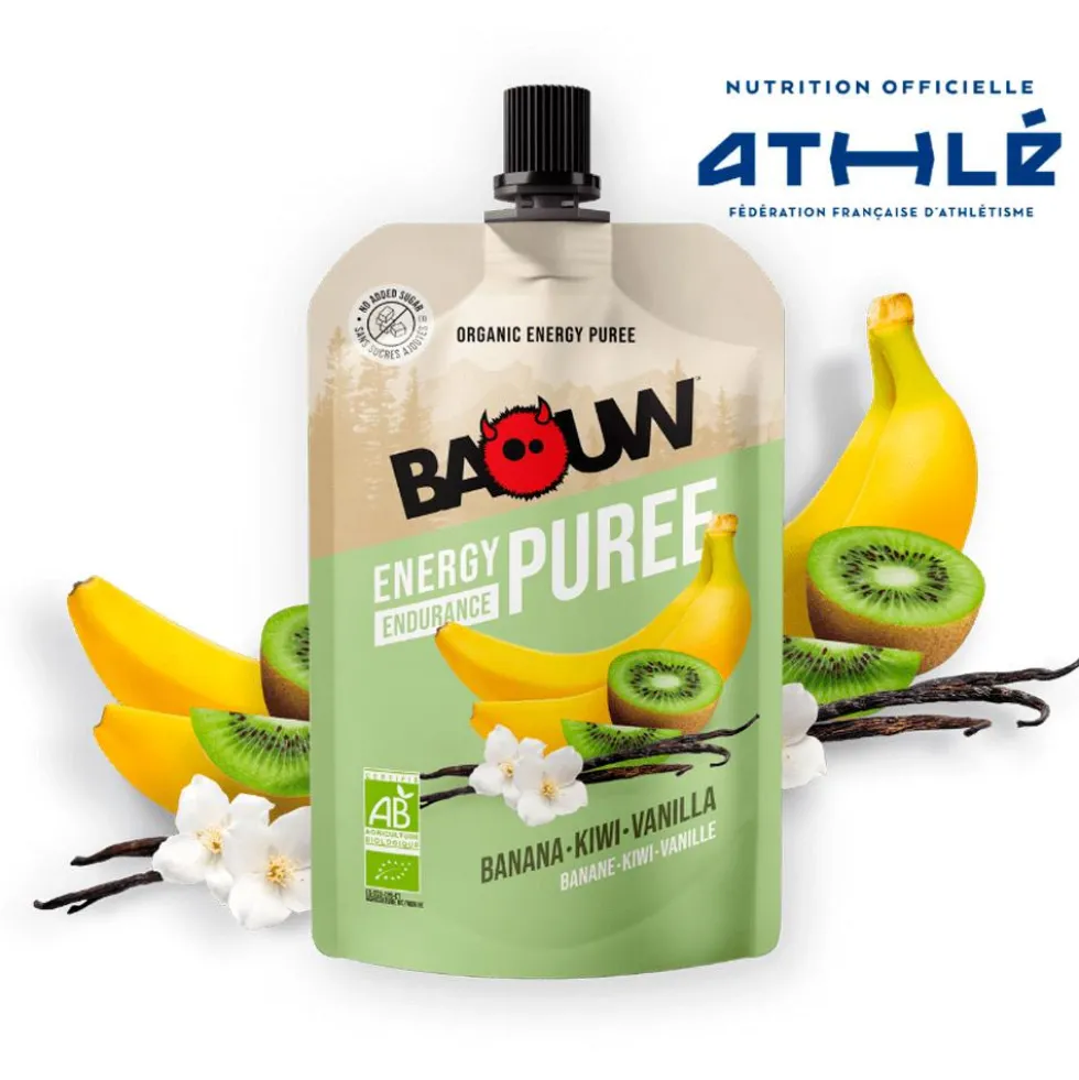 Purè Baouw Compotes Energétiques Bio 90g Banane - Kiwi - Vanille