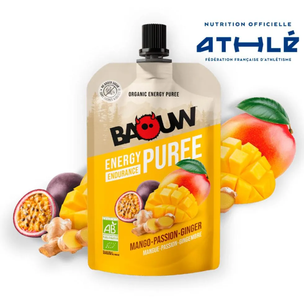 Purè Baouw Compotes Energétiques Bio 90g Mangue - Passion - Gingembre