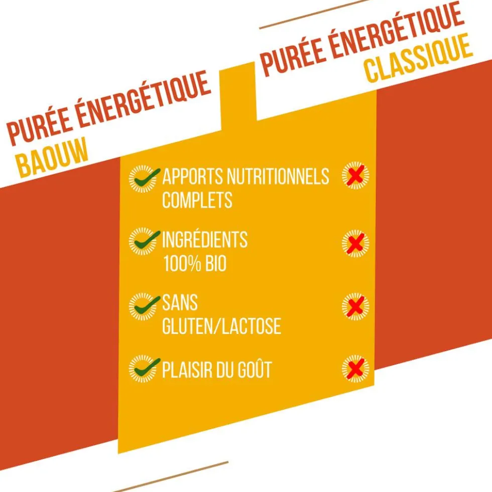 Purè Baouw Compotes Energétiques Bio 90g Mangue - Passion - Gingembre