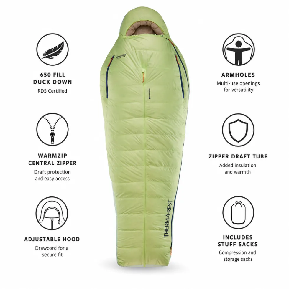 Sacchi a pelo Thermarest Boost 650 32F/0C Meadow Green