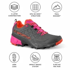 Scarpe da Fast Hiking La Sportiva Akyra II Woman Carbon Cherry Tomato