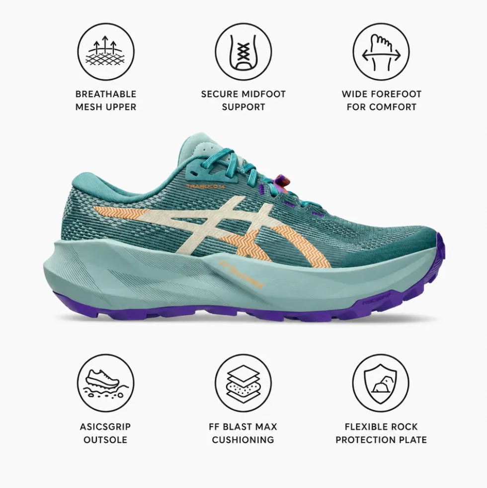 Scarpe da trail Asics Trabuco 14 Wmn Foggy Teal Radiant Amethyst