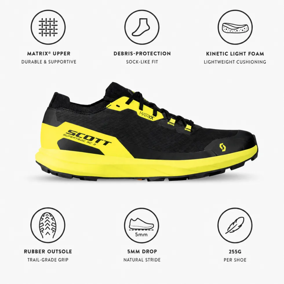 Scarpe da trail Scott Supertrac Rc 3 Black Safety Yellow