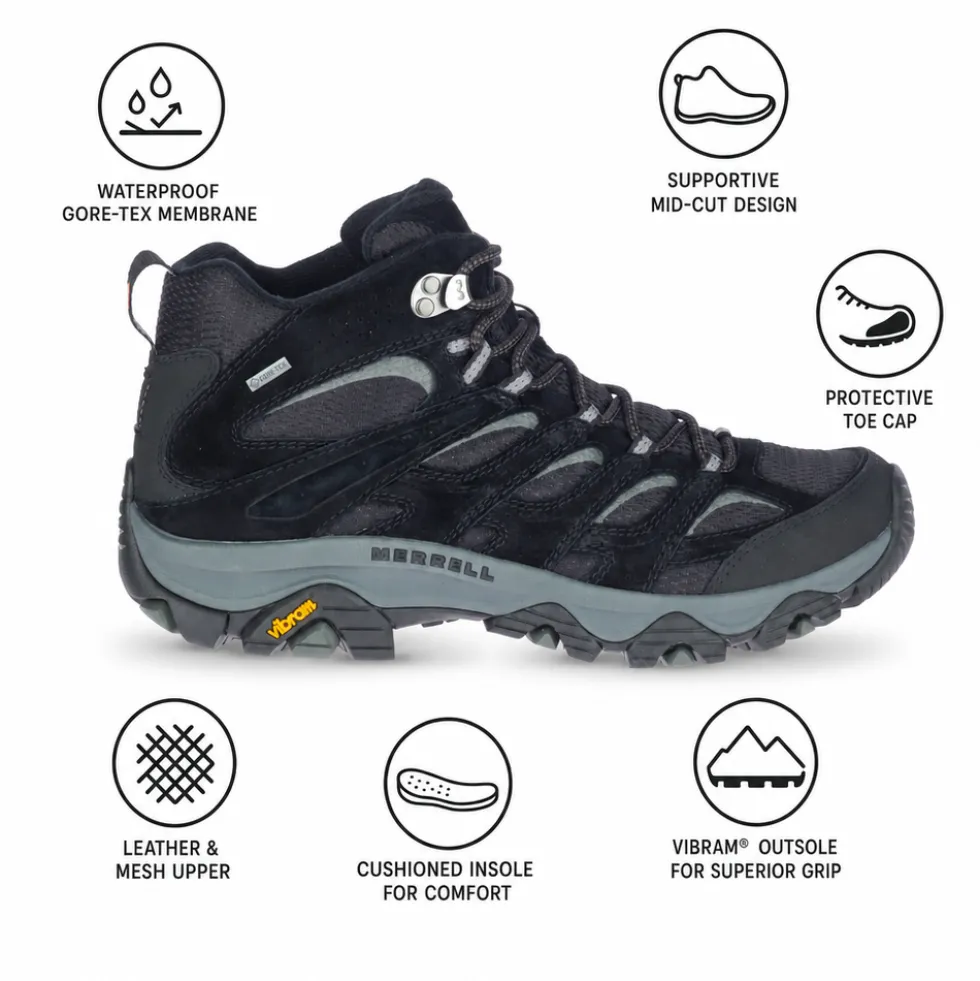 Scarpe escursionismo Merrell Moab 3 Mid Gore-Tex Black Grey