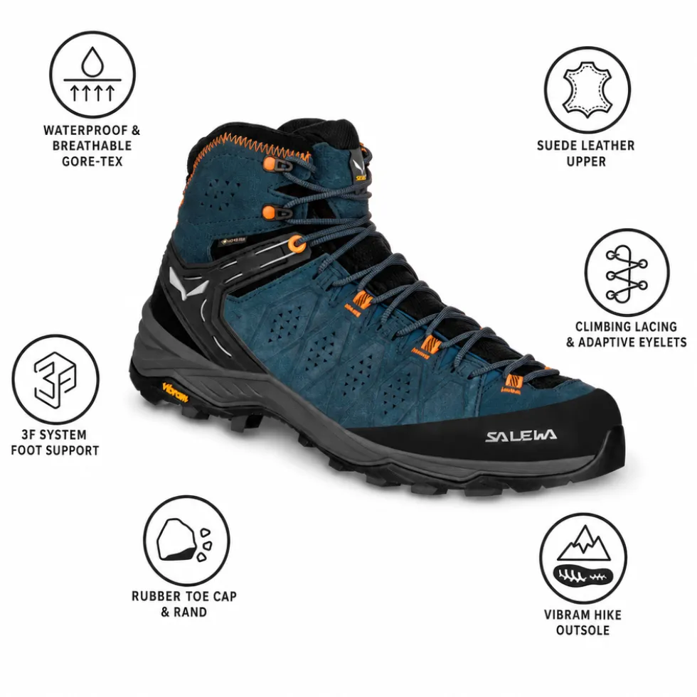 Scarpe escursionismo Salewa Alp Trainer 2 Mid Gore-Tex Denim Fluo Orange