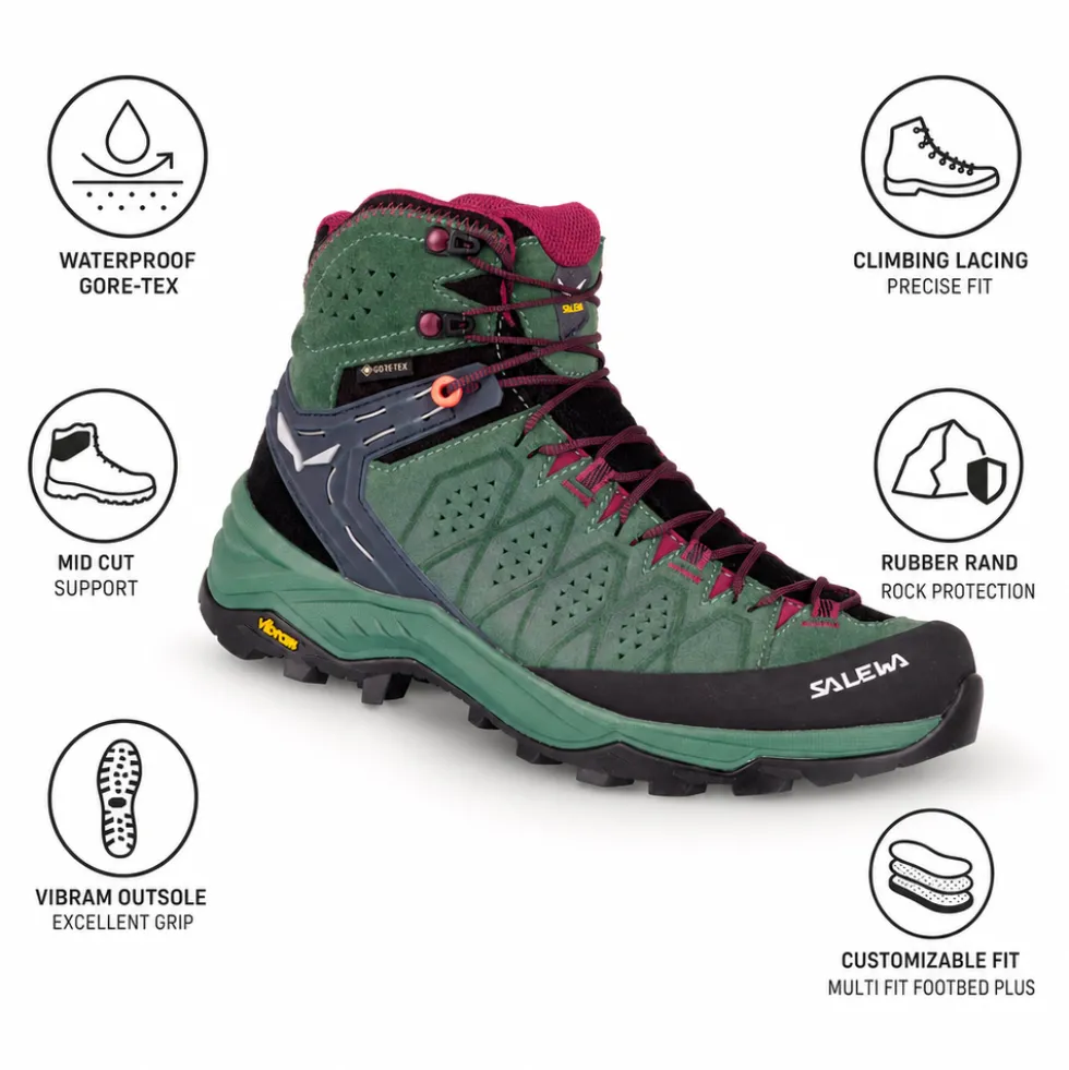 Scarpe escursionismo Salewa Alp Trainer 2 Mid GTX Wmn Duck Green Rhododendon