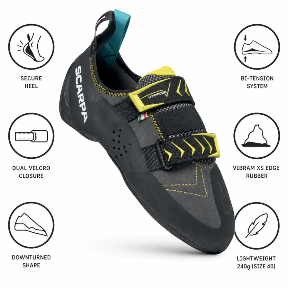 Scarpette arrampicata Scarpa Vapor V Smoke Yellow