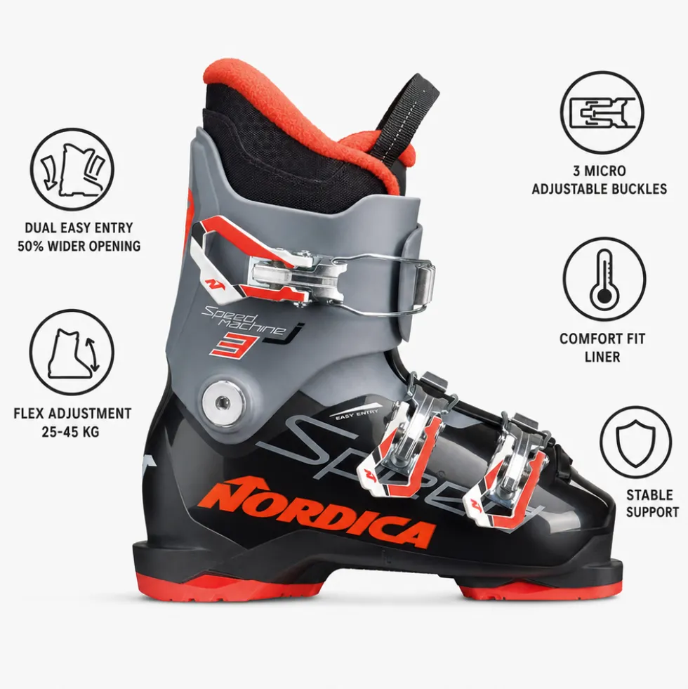Scarponi da sci Nordica Speedmachine J 3 Black Anthracite Red