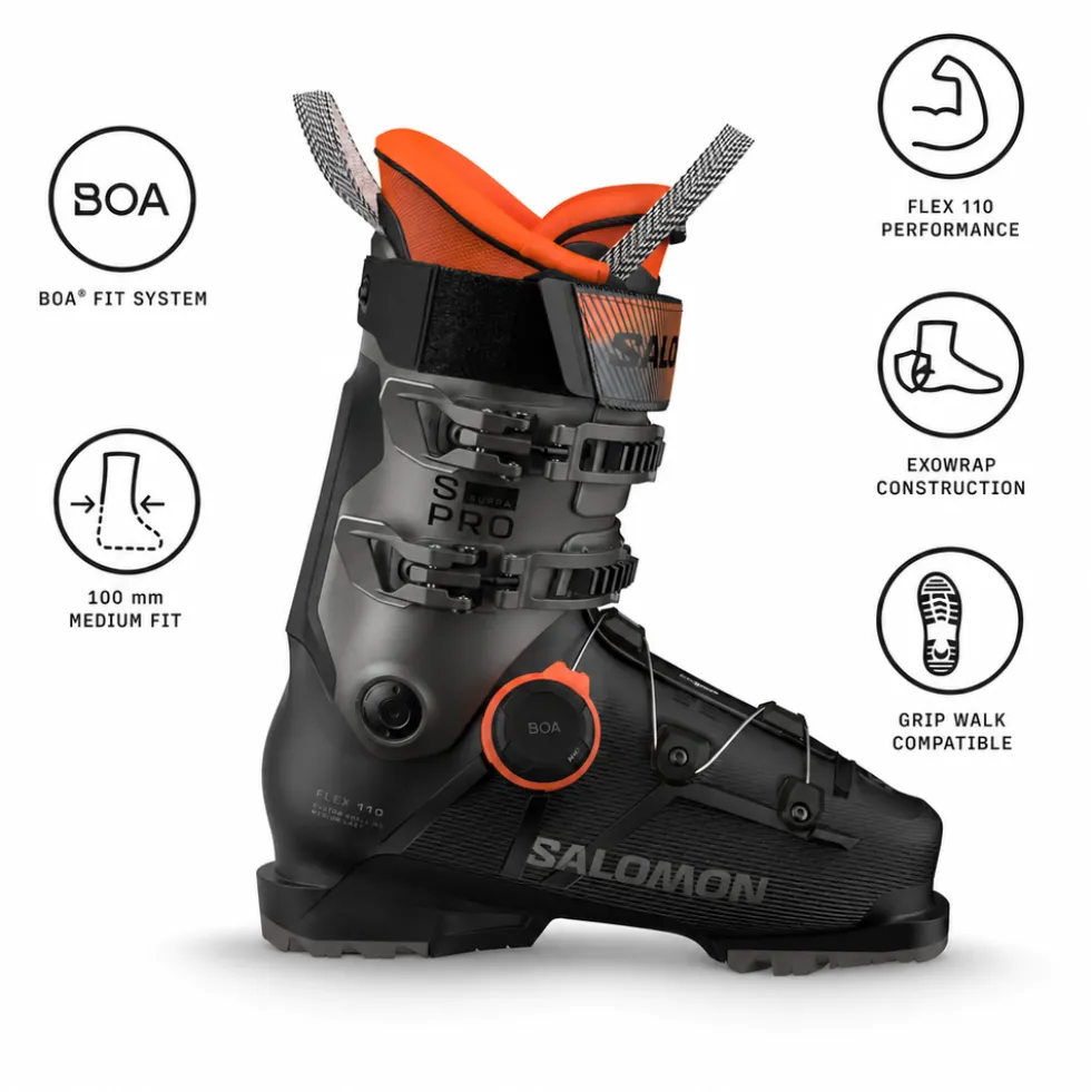 Scarponi da sci Salomon S/Pro Supra Boa 110 Gw Black Hematite Metal Orange Tiger