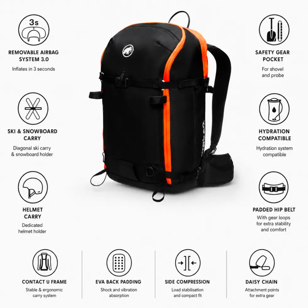 Zaino anti valanga con airbag Mammut Tour 30 Women Removable Airbag 3.0 Black