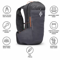 Zaino Black Diamond Pursuit 15 Backpack Carbon Moab Brown
