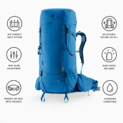 Zaino Deuter Aircontact Core 60+10 Baltic Nightblue