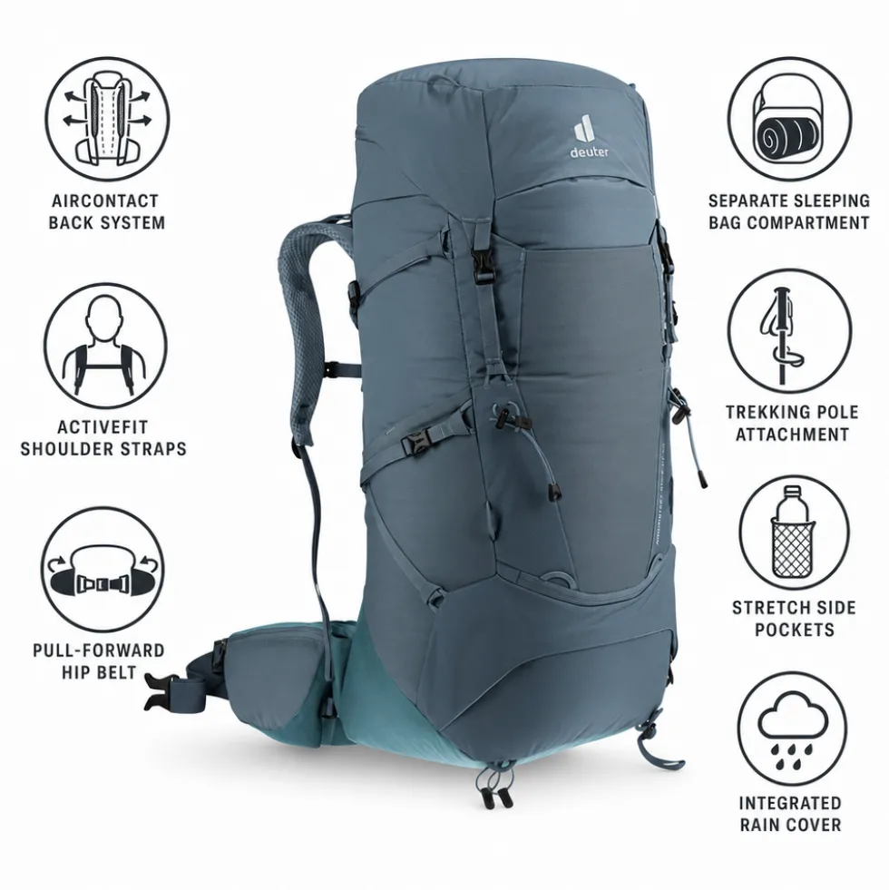 Zaino Deuter Aircontact Core 50+10 Graphite Shale