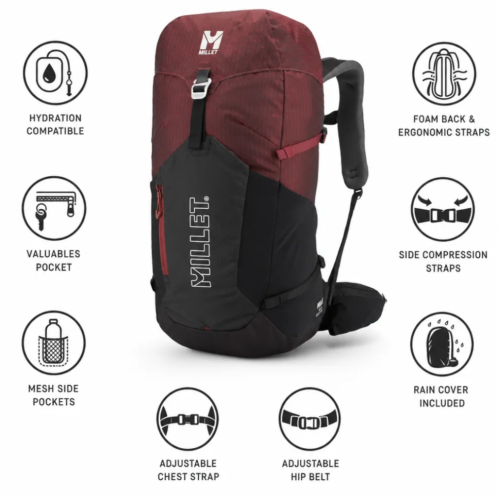 Zaino Millet Ubic 25 E-Black Dark Red
