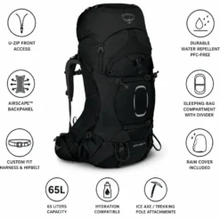 Zaino Osprey Aether 65 Black