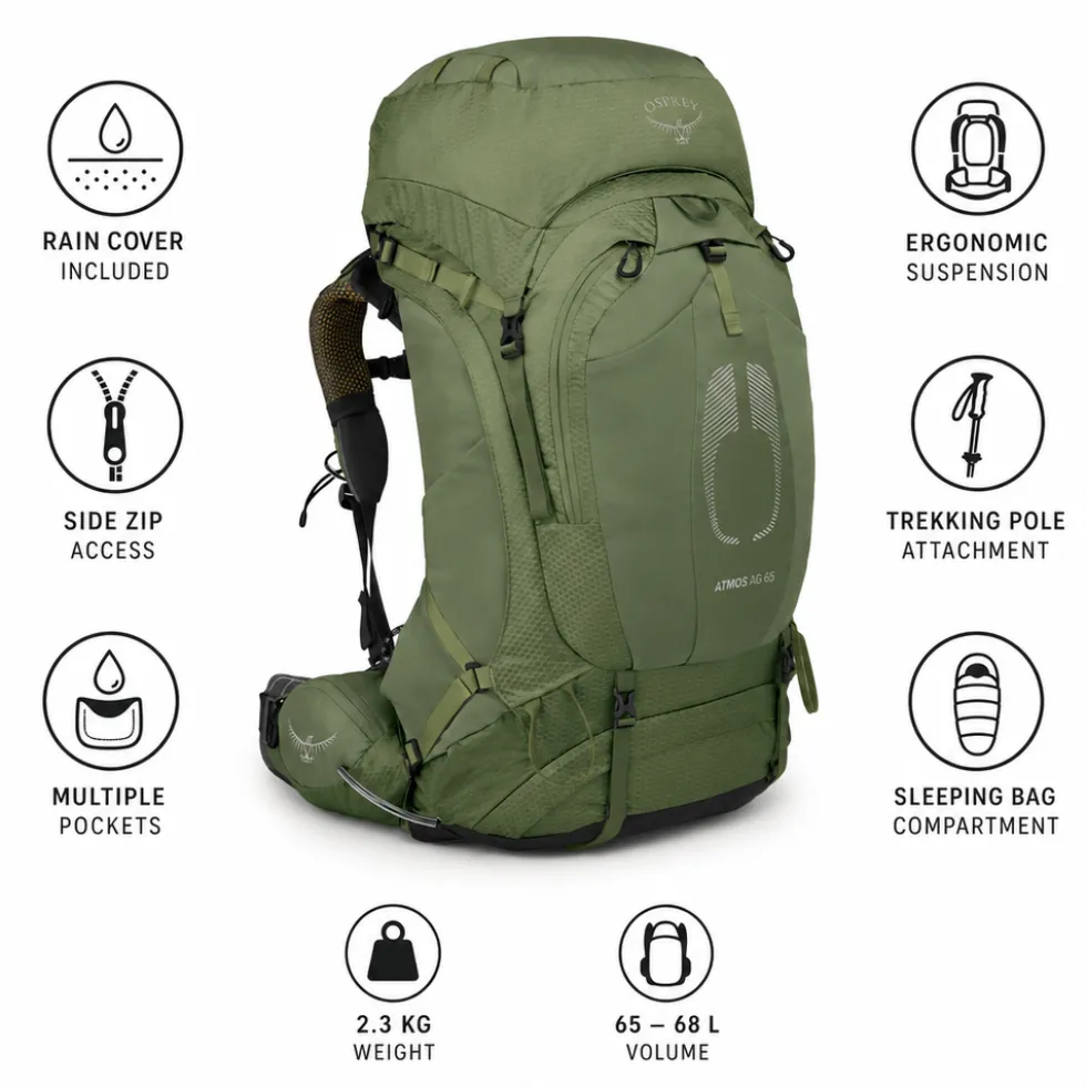 Zaino Osprey Atmos Ag 65 Mythical Green