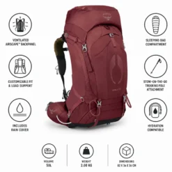 Zaino Osprey Aura Ag 50 Berry Sorbet Red