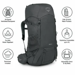 Zaino Osprey Renn 65 Dark Charcoal Gray Wolf