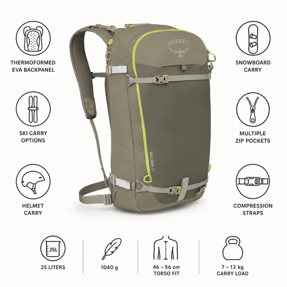 Zaino Osprey Soelden 25 Olive Tan Earl Grey