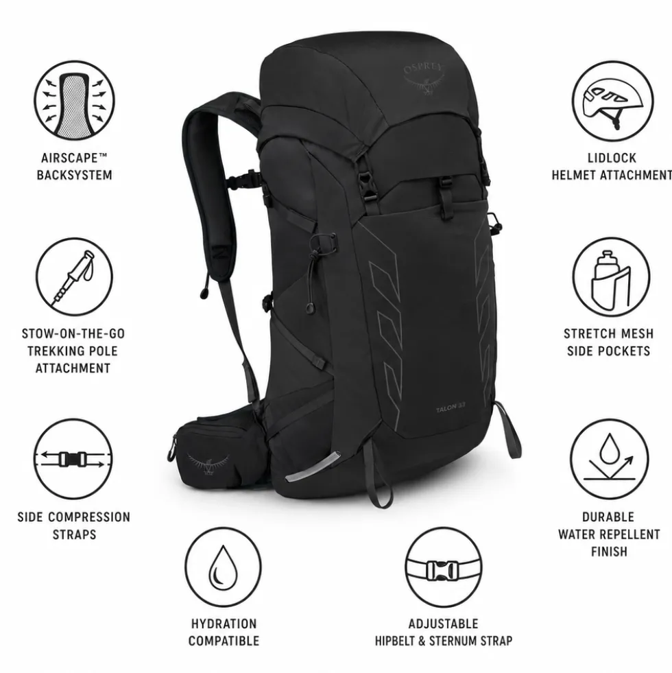 Zaino Osprey Talon 33 Black Coal Grey