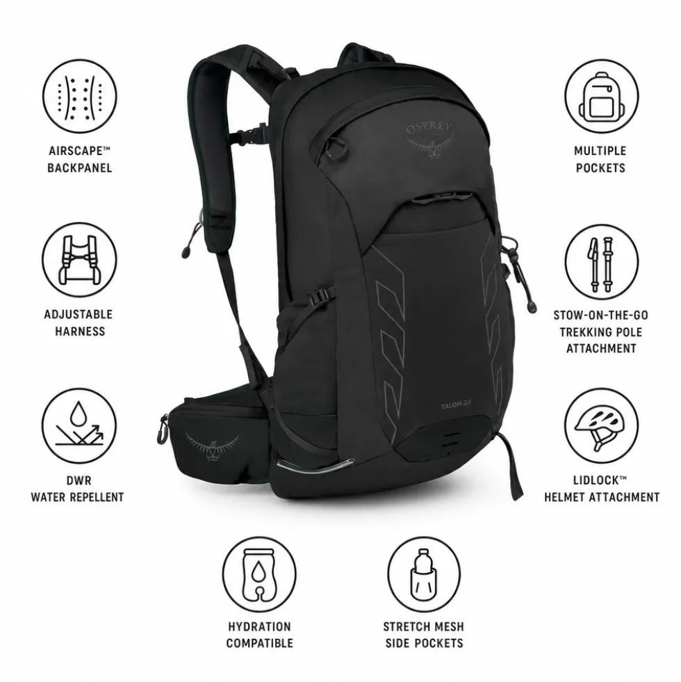 Zaino Osprey Talon 22 Black Coal Grey