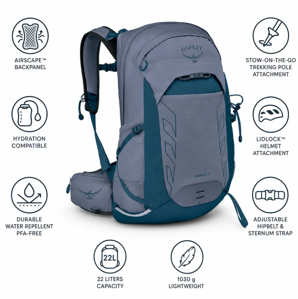 Zaino Osprey Tempest 22 Anchor Blue Atlas