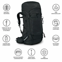 Zaino Osprey Tempest 44 Black Coal Grey