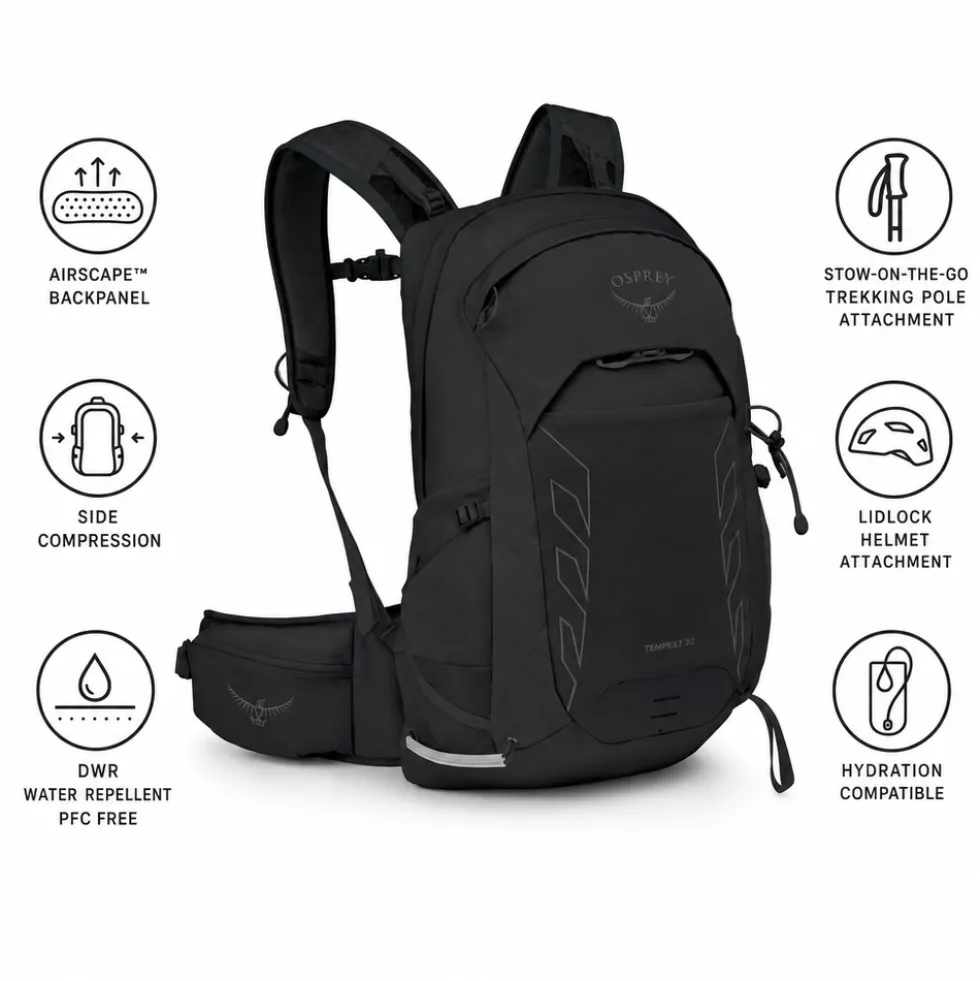 Zaino Osprey Tempest 22 Black Coal Grey
