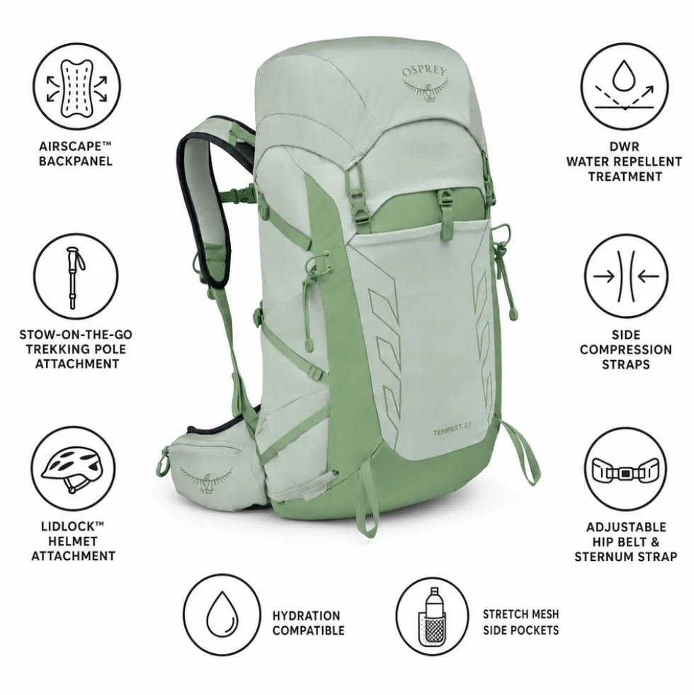 Zaino Osprey Tempest 33 Frosty Mint Green Botanica