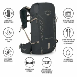 Zaino Osprey Tempest Velocity 20 Dark Charcoal Chiru Tan